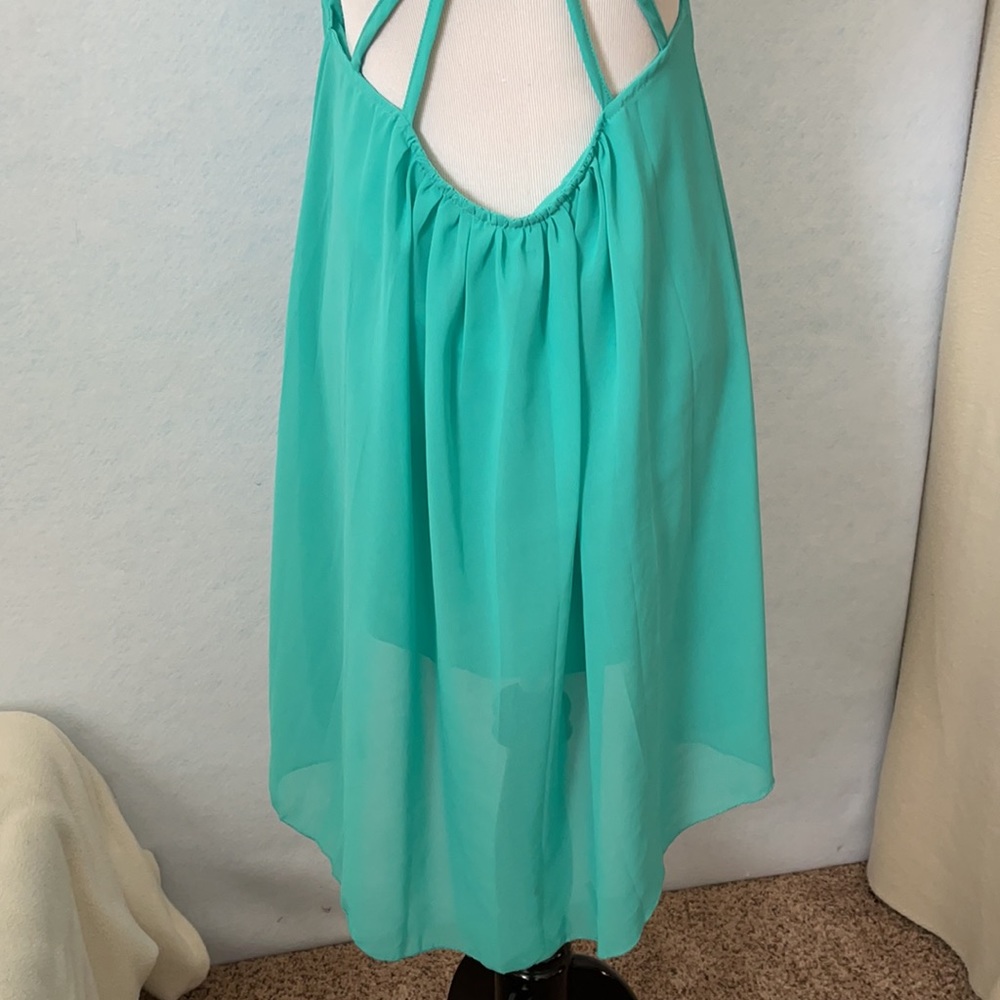 DJT Chiffon Sheer Slight High-Low Sleeveless Dress - Picture 8 of 11